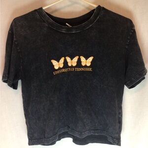 University Of Tennessee Black Faded Crop Top Shirt Women’s Small